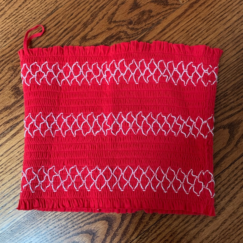 Garage, Red crinkle tube top, size xs